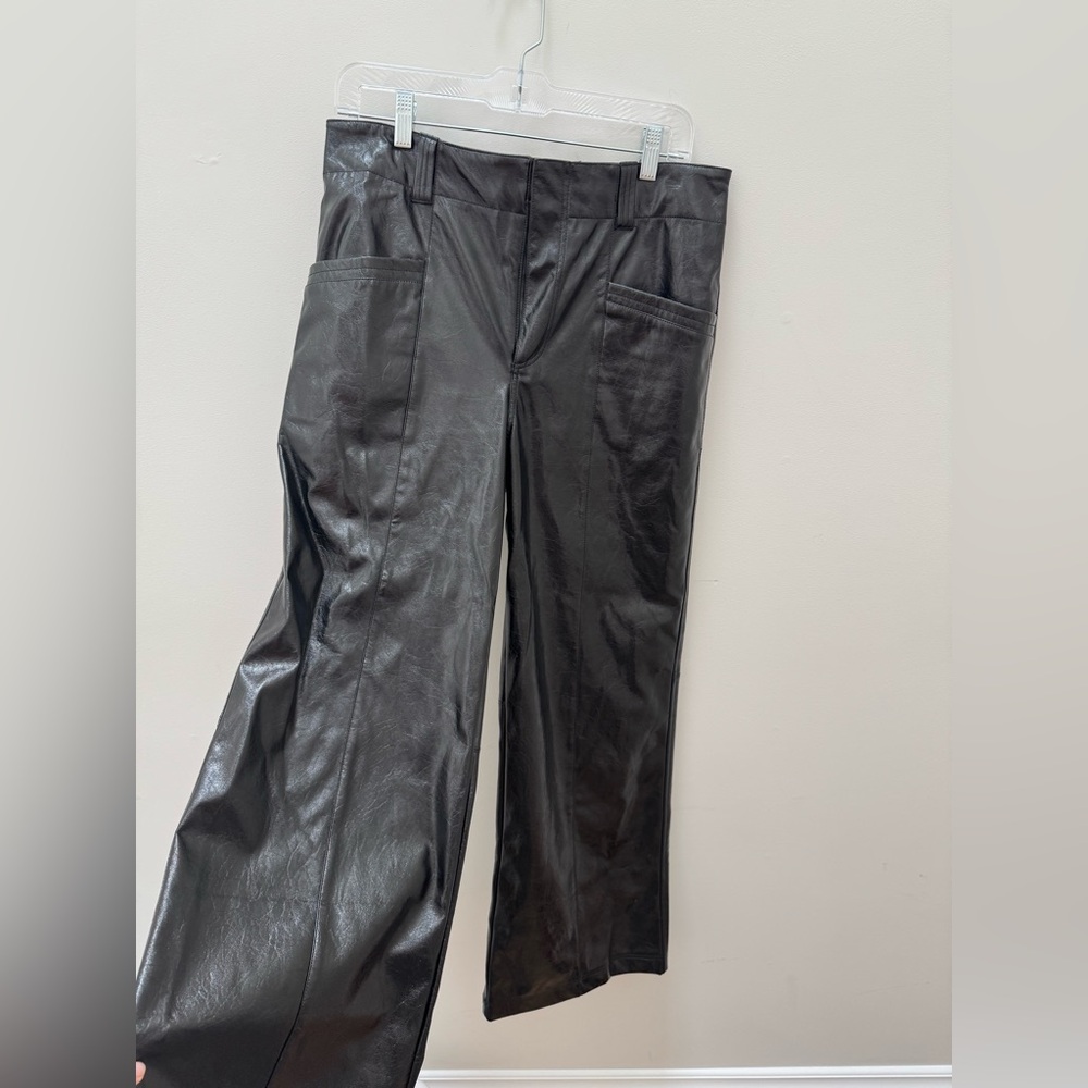 Free People Sleek Black Leather Pants